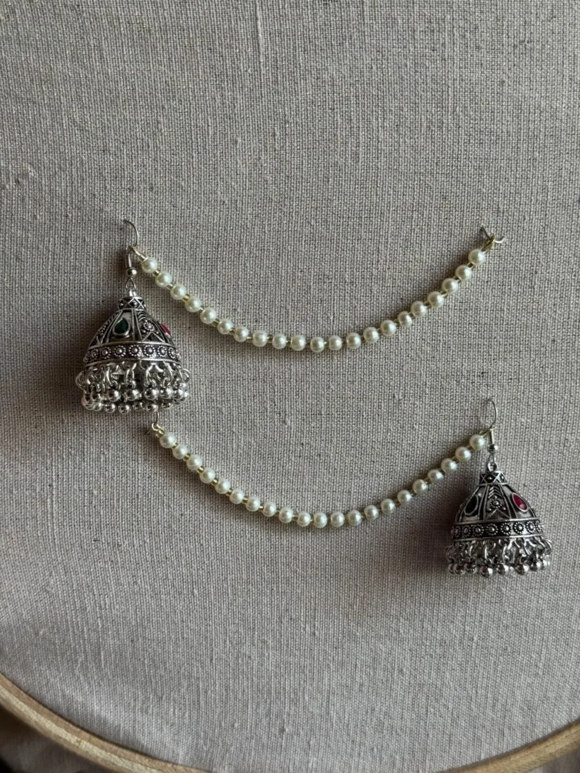 Zara jhumka silver with pearl sahara