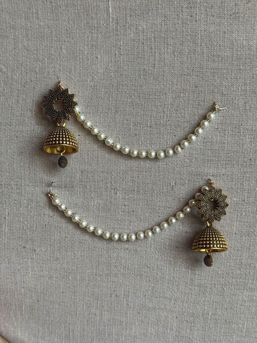 Gulabo antique jhumki with pearl sahara