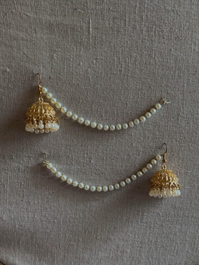Noori jhumki with pearl saharay