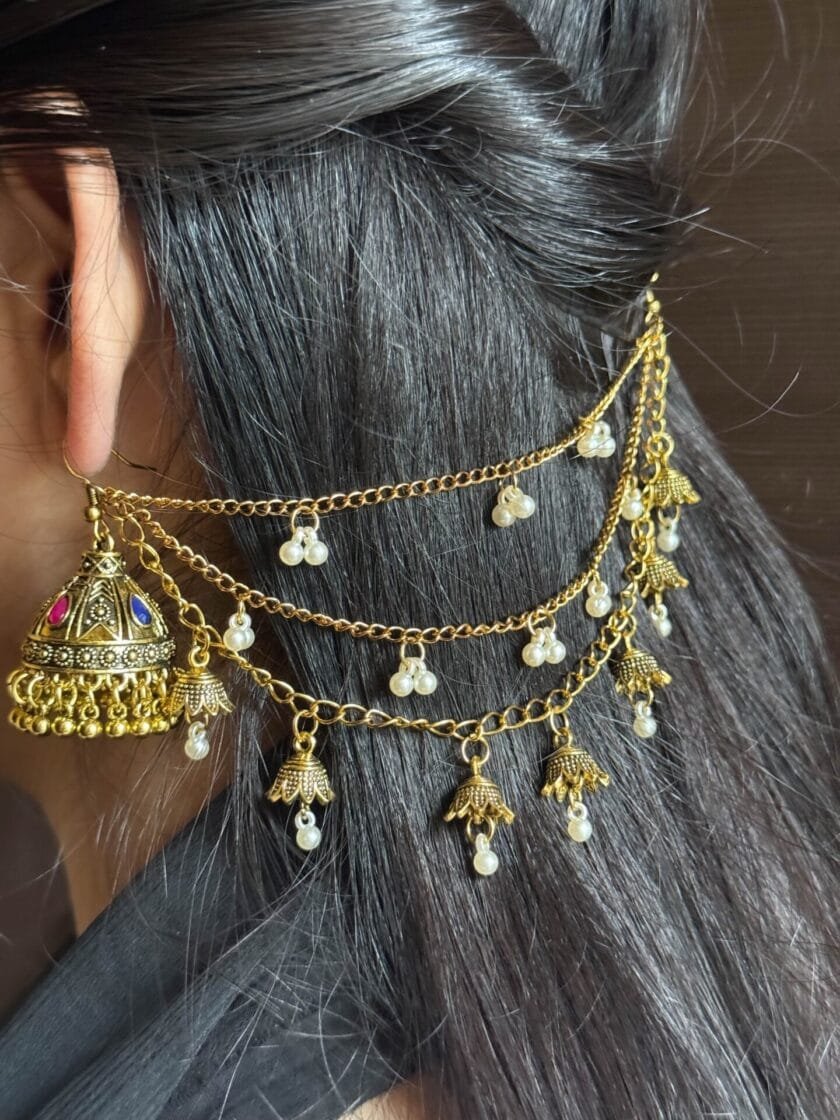 Zara multicolor antique jhumka with triple layer Sahara