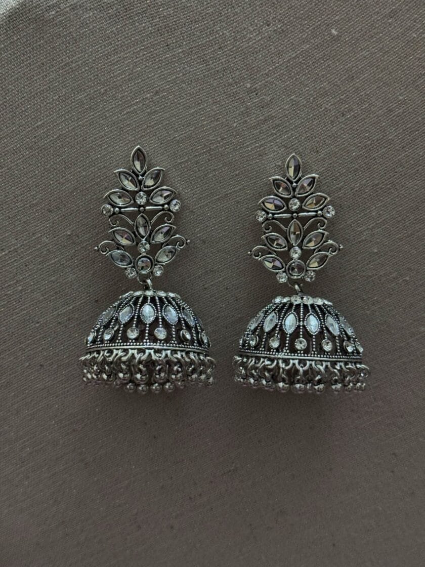 Mahe kundan jhumka silver light weight