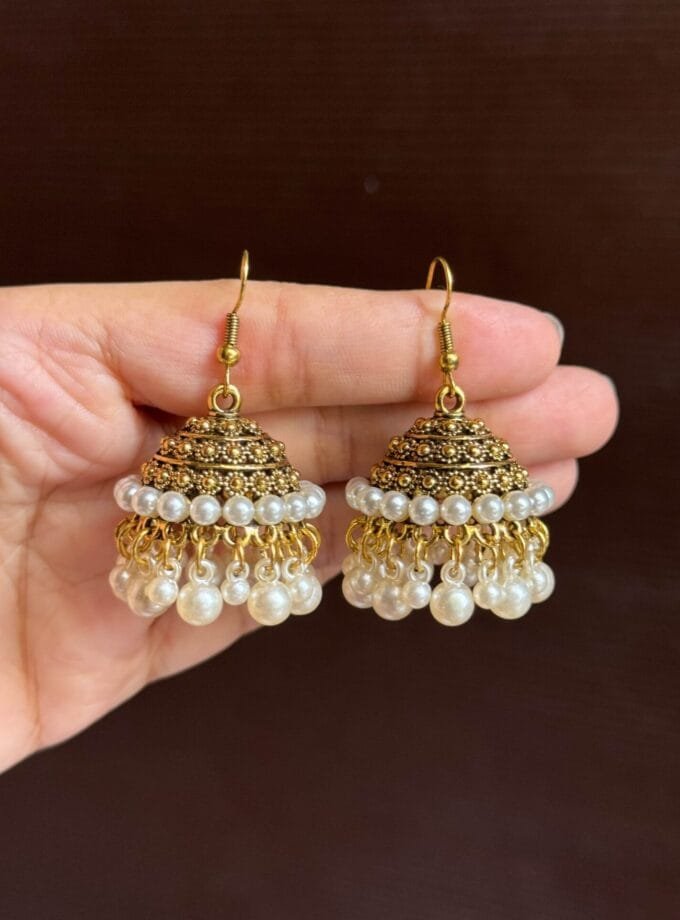 Noor-e-jhumka antique with hanging pearls