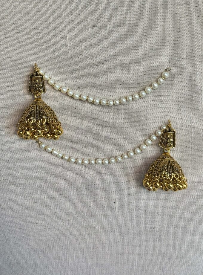 Naqsh-e-nazakat jhumka antique with pearl sahara