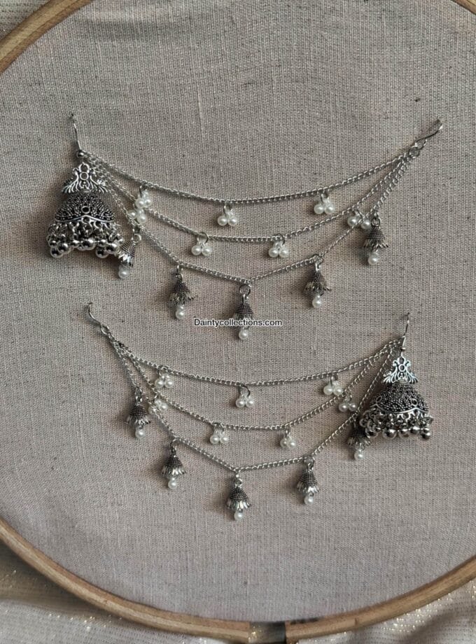 Nargis jhumki with silver saharay