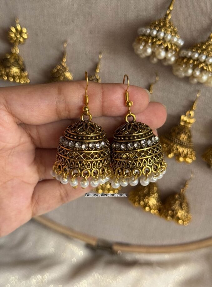 Matka jhumki with pearls antique