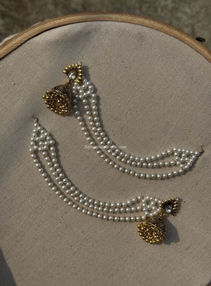 Triple layer pearl saharay only WITHOUT jhumka