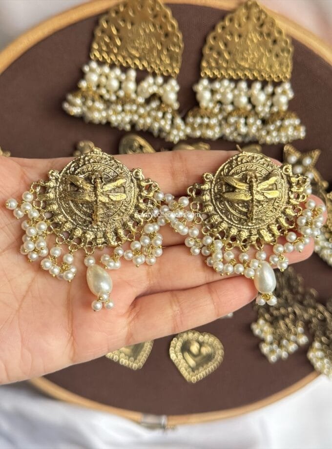 Titli with pearls jhumki golden
