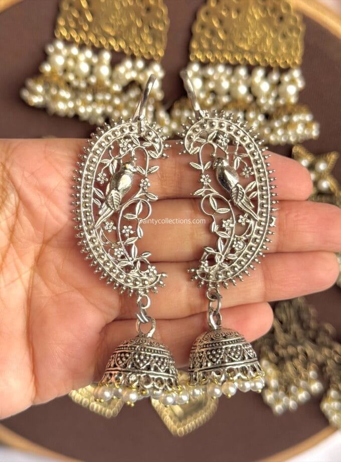 Bakhshi ear cuff jhumki silver