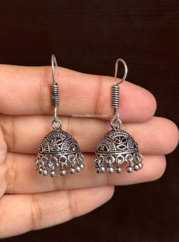 Oxidized silver jhumki