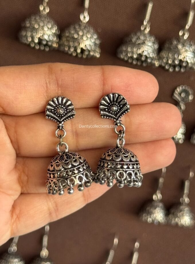 Dil ruba oxidized jhumki silver