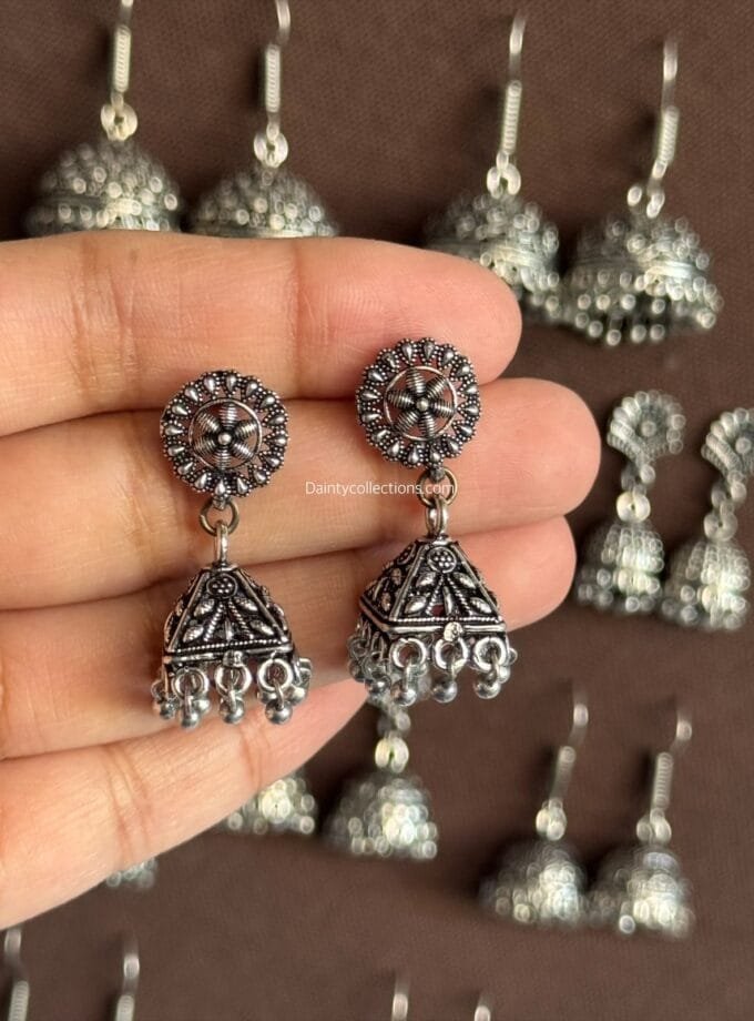 Mehr bano oxidized jhumki silver