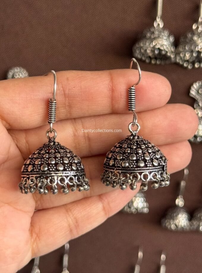 Oxidized silver jhumki
