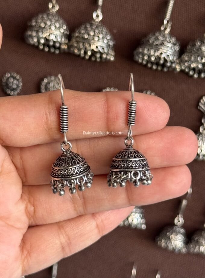 Oxidized silver jhumki