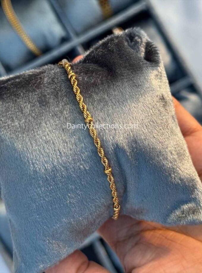 Twisted stainless steel gold bracelet