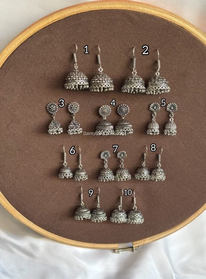Oxidized silver jhumki