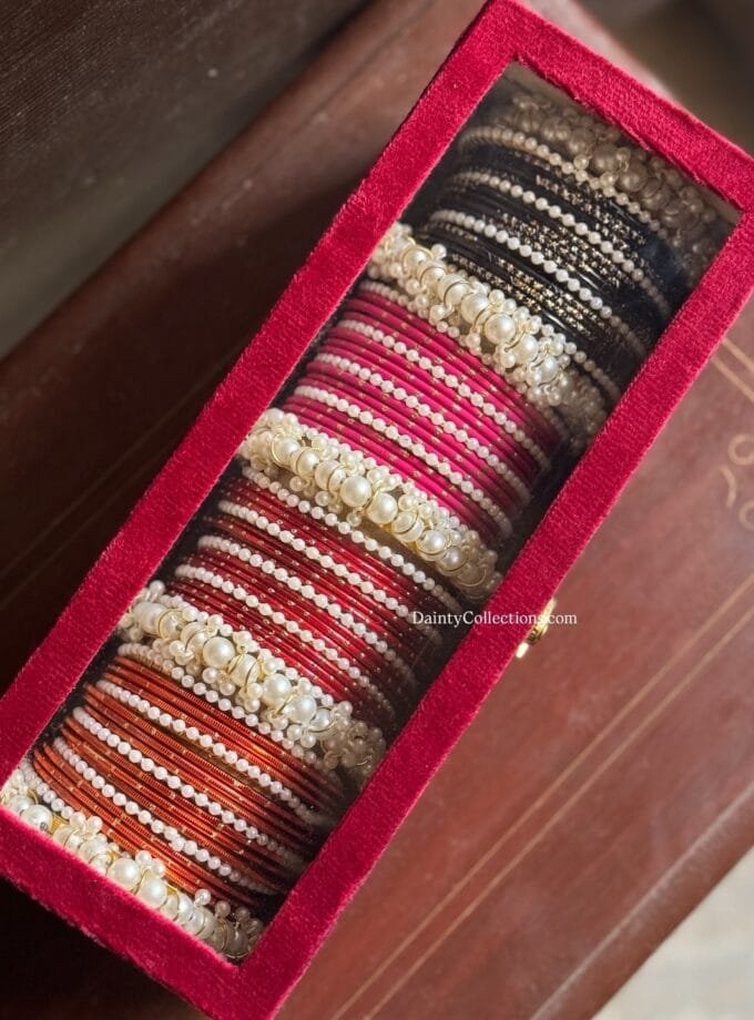 Bangle box in shocking pink color with bangles