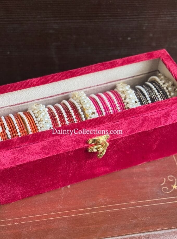 Bangle box in shocking pink color with bangles