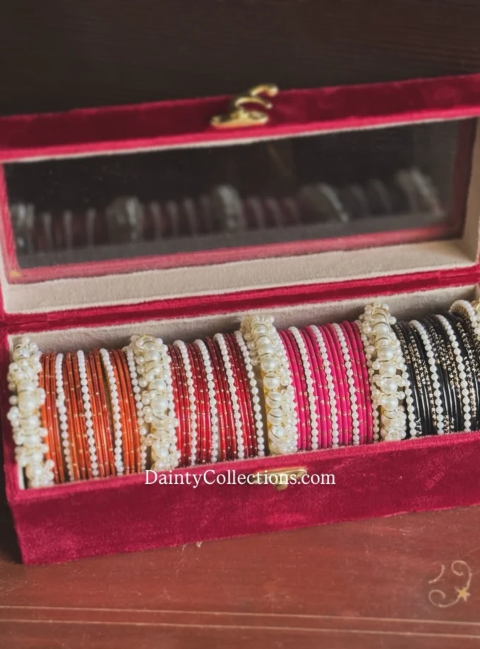 Bangle box in shocking pink color with bangles