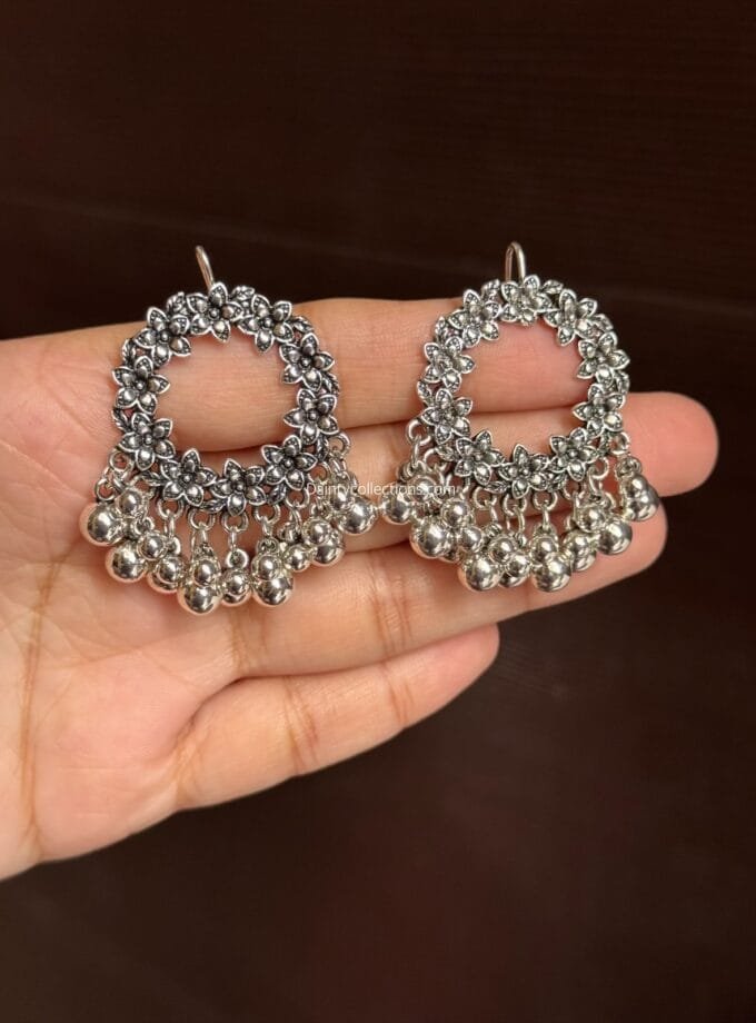 Gul e lala jhumki silver