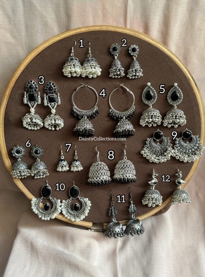 Black jhumki frame silver