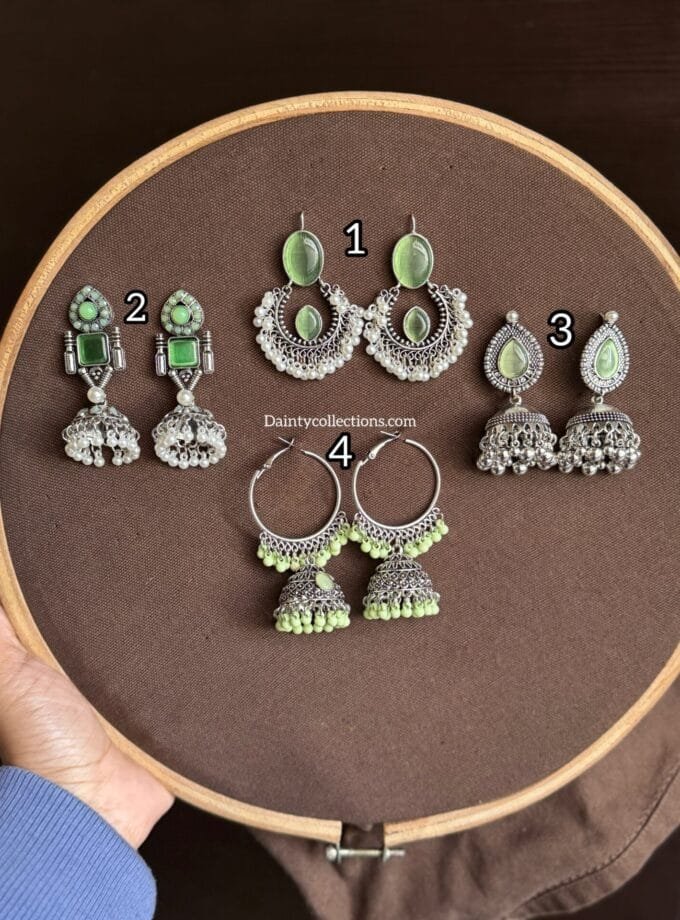 Light Green jhumki silver