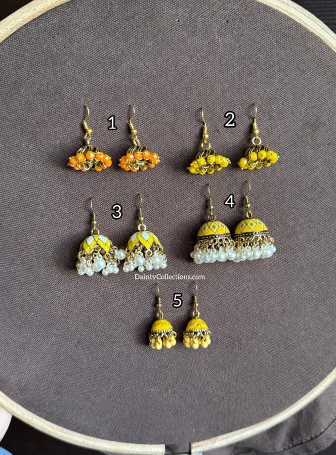 Yellow jhumki frame golden