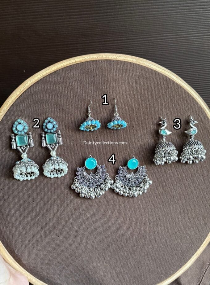Turquoise jhumki frame silver