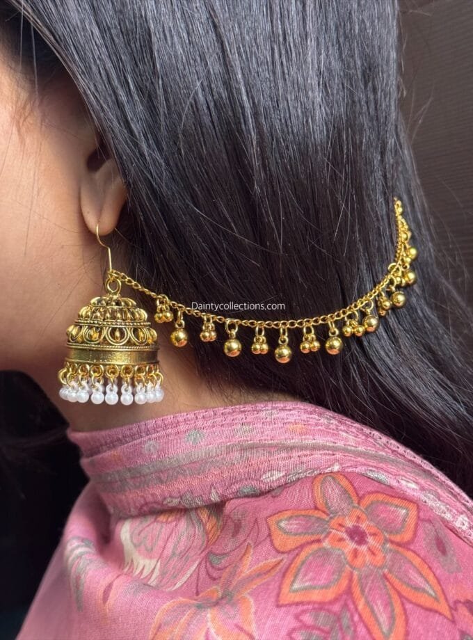 Sultana jhumka with single layer saharay antique