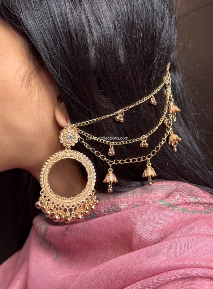 Sooraj Bali rose gold with triple layer ghongroo saharay