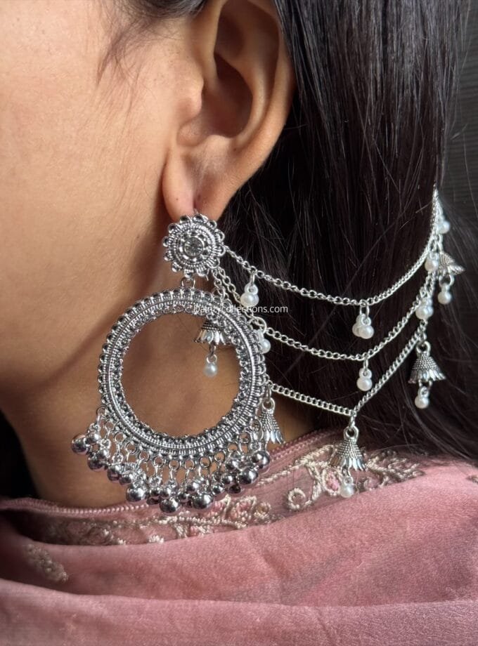 Sooraj Bali silver with triple layer saharay