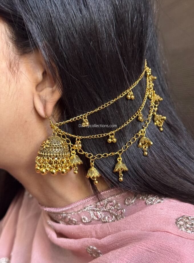 Gulshan ara jhumki antique with triple layer ghongroo saharay