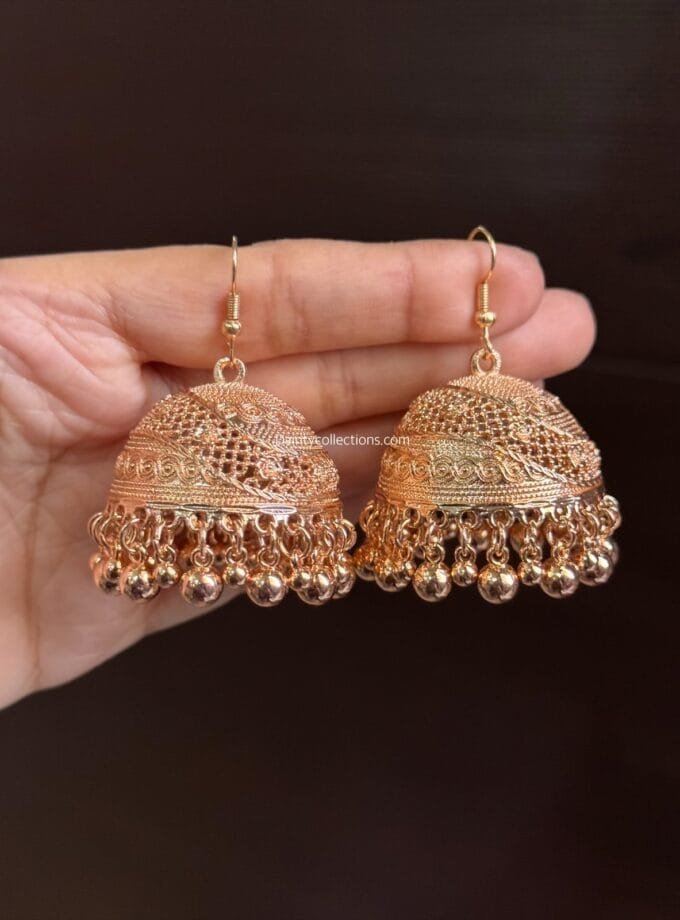 Gulbadan jhumka rose gold