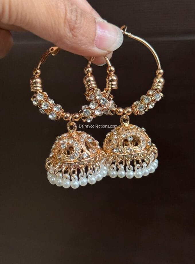 Afshan Bali rose gold with silver stones