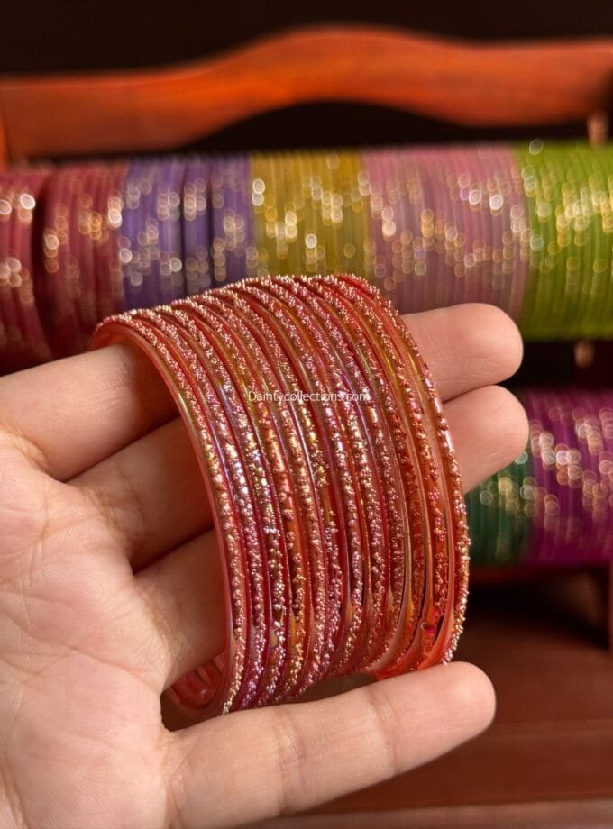 Rainbow glass bangles red