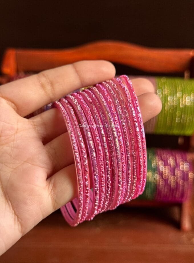Rainbow glass bangles light pink