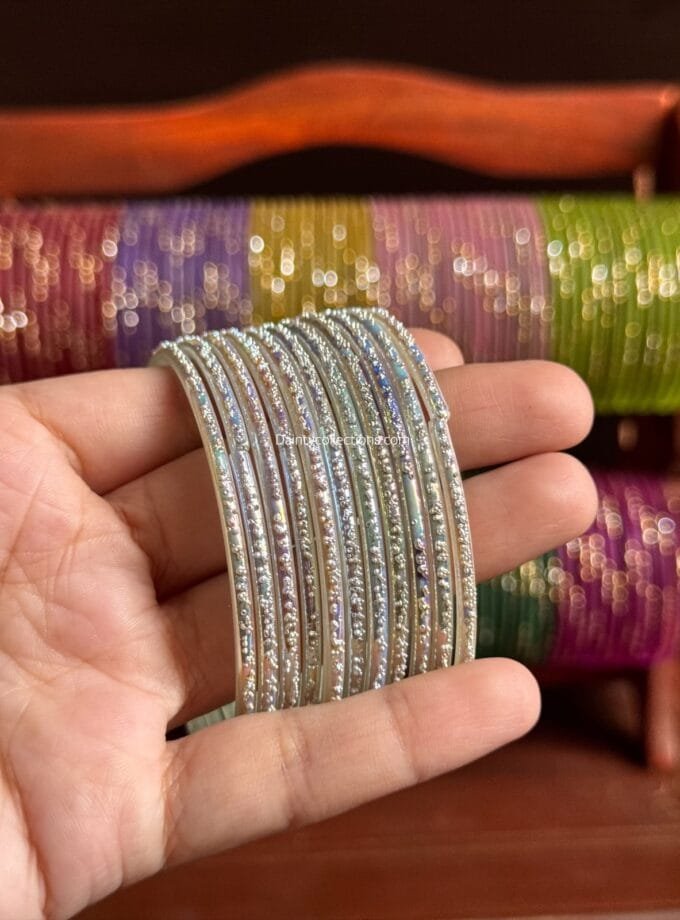 Rainbow glass bangles white