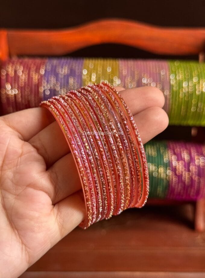 Rainbow glass bangles orange