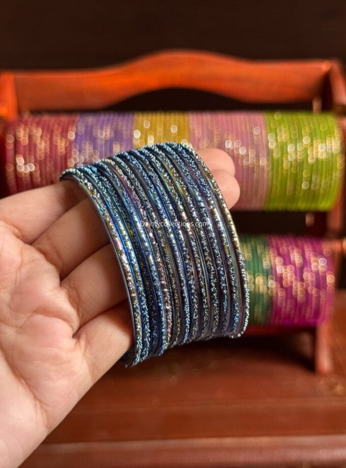 Rainbow glass bangles blue