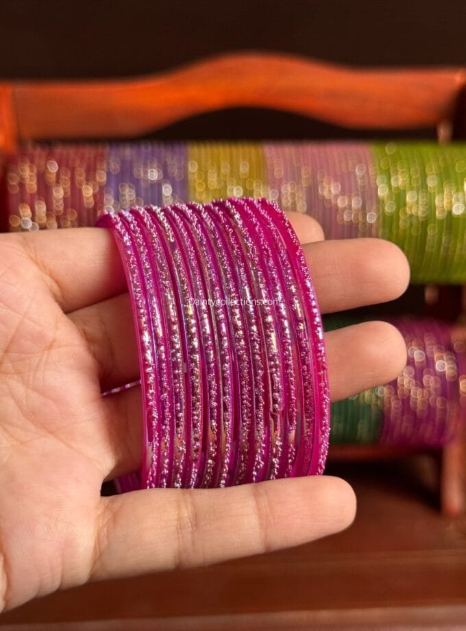 Rainbow glass bangles pink