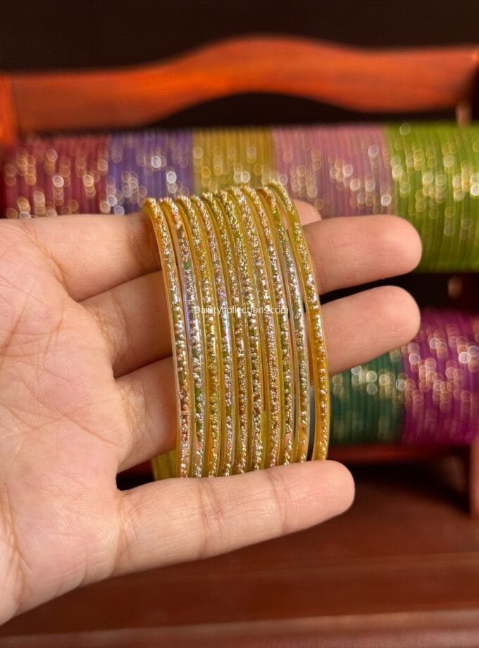 Rainbow glass bangles yellow
