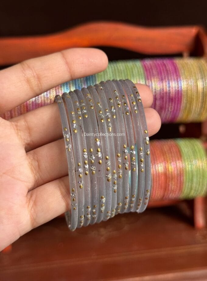 Rainbow glass bangles grey
