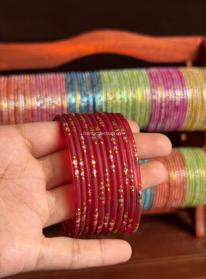 Rainbow glass bangles red