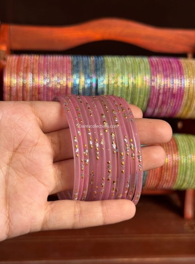 Rainbow glass bangles tea pink -1