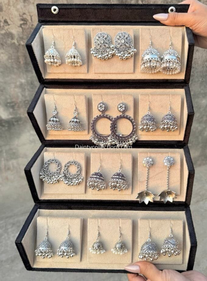 Jhumka box - 12 silver jhumkis