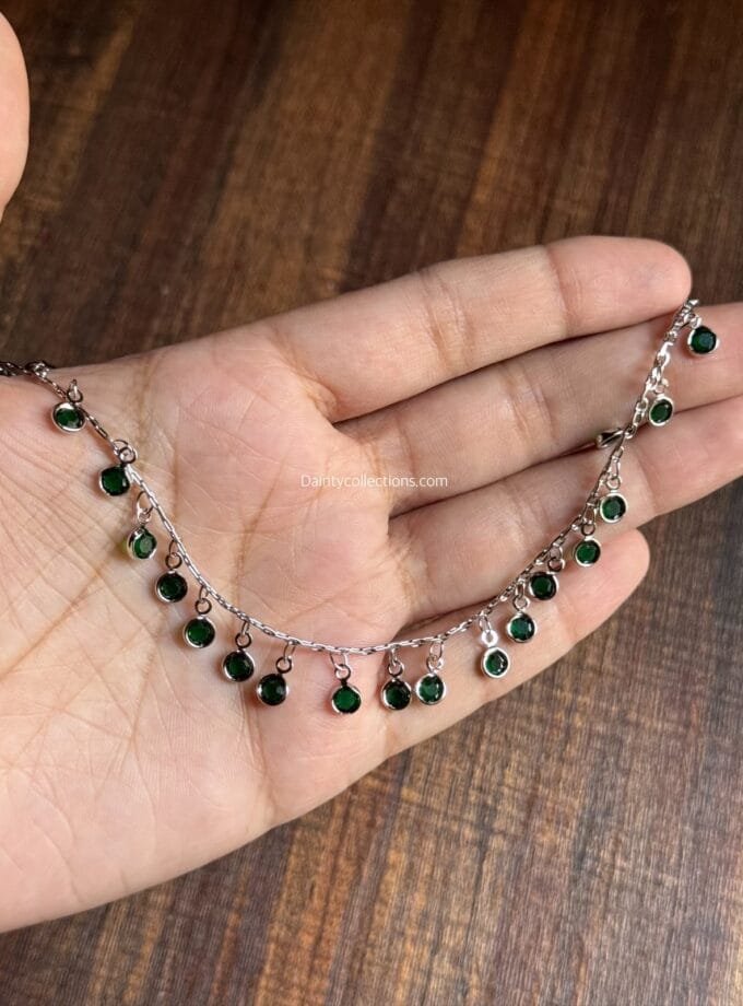 Emerald drops anklet