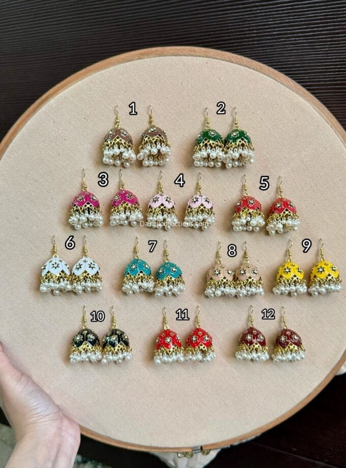 Mehru matka jhumki with hanging pearls