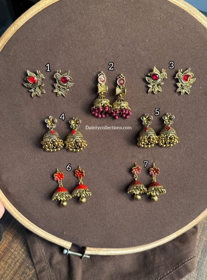 Rang barang - Red / maroon jhumki antique