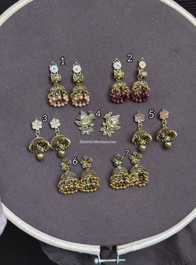 Rang barang- beige jhumki antique