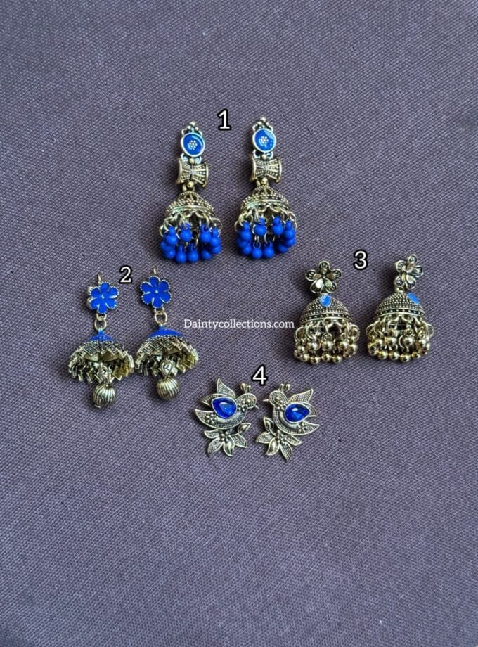 Rang barang - blue jhumki antique