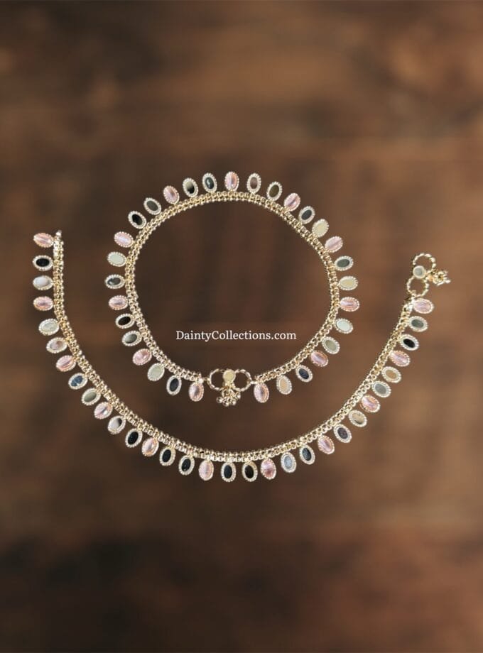 Kundan pazaib light pink pair